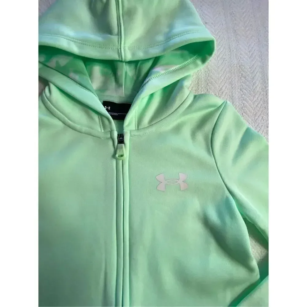 UNDER ARMOUR GIRL’S SIZE 4 Botanical Dye Ruffle Hem Full-Zip Hoodie and Leggings